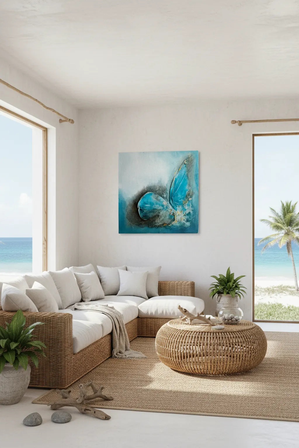 Original painting by Zahrina Robertson displayed in a beautifully styled living room